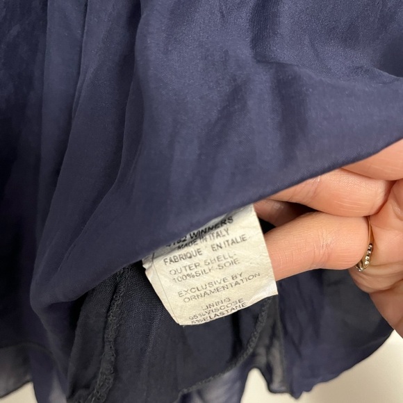 Navy Blue Women's silk blouse - Picture 3 of 3